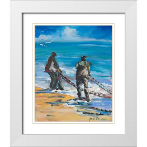 Fishermans Cove White Modern Wood Framed Art Print with Double Matting by Slivka, Jane