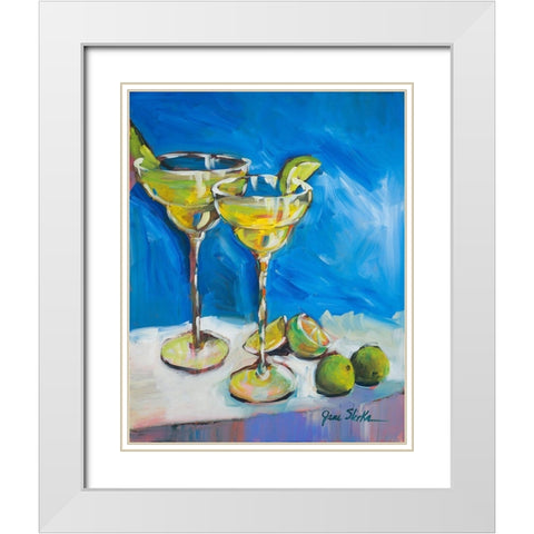 Slice of Lime II White Modern Wood Framed Art Print with Double Matting by Slivka, jane