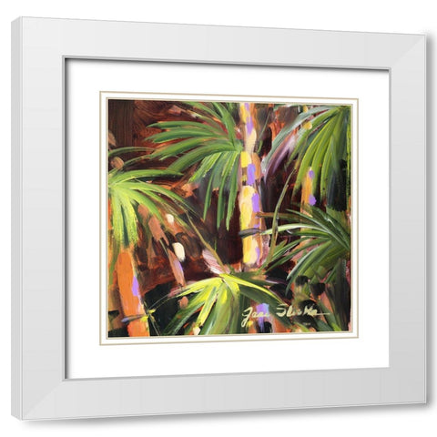 Palms in the Night I White Modern Wood Framed Art Print with Double Matting by Slivka, Jane