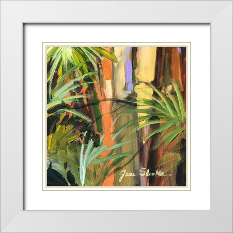 Palms in the Night II White Modern Wood Framed Art Print with Double Matting by Slivka, Jane