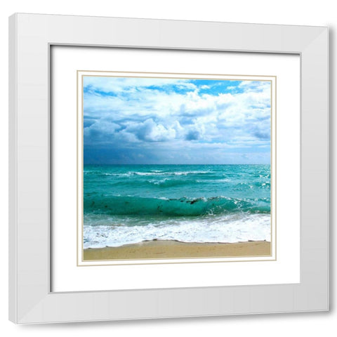 Teal Surf II White Modern Wood Framed Art Print with Double Matting by Biscardi, Nicholas