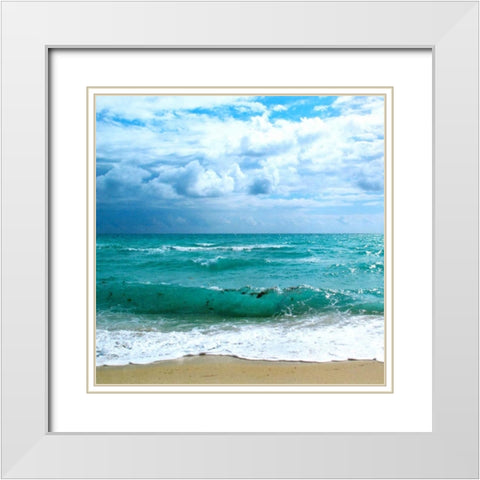 Teal Surf II White Modern Wood Framed Art Print with Double Matting by Biscardi, Nicholas