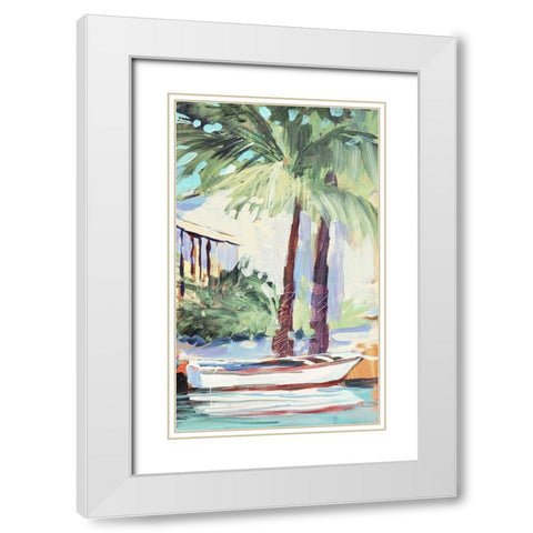 Docked By The Palms White Modern Wood Framed Art Print with Double Matting by Slivka, Jane
