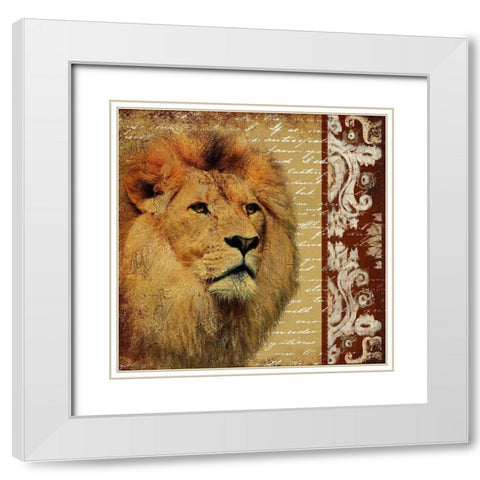 Safari Script I White Modern Wood Framed Art Print with Double Matting by Pinto, Patricia