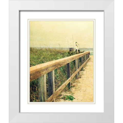 Beach Rails I White Modern Wood Framed Art Print with Double Matting by Saghini, Lisa Hill