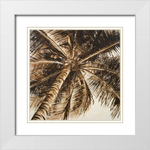 Coconut Palm II White Modern Wood Framed Art Print with Double Matting by Pinto, Patricia