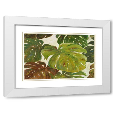 Green Touch Rectangle White Modern Wood Framed Art Print with Double Matting by Pinto, Patricia