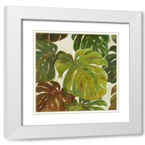 Green Touch I White Modern Wood Framed Art Print with Double Matting by Pinto, Patricia