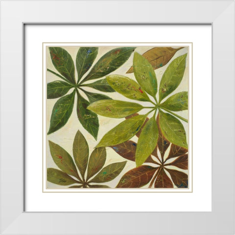 Green Touch II White Modern Wood Framed Art Print with Double Matting by Pinto, Patricia