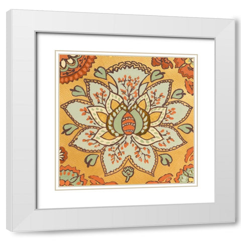 Persian Floral V White Modern Wood Framed Art Print with Double Matting by Loreth, Lanie