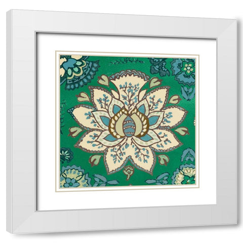 Persian Emerald I White Modern Wood Framed Art Print with Double Matting by Loreth, Lanie
