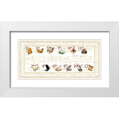 12 Days of Christmas White Modern Wood Framed Art Print with Double Matting by Gaynor, Janice