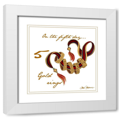 Five Golden Rings White Modern Wood Framed Art Print with Double Matting by Gaynor, Janice