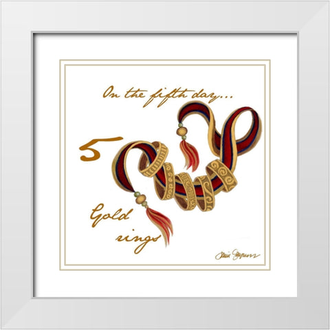 Five Golden Rings White Modern Wood Framed Art Print with Double Matting by Gaynor, Janice