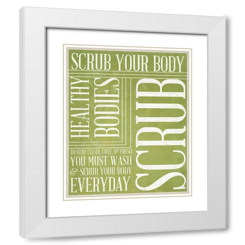 Bath Reminders IV (Green) White Modern Wood Framed Art Print with Double Matting by SD Graphics Studio