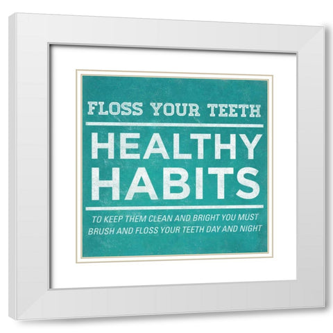 Healthy Habits II White Modern Wood Framed Art Print with Double Matting by SD Graphics Studio