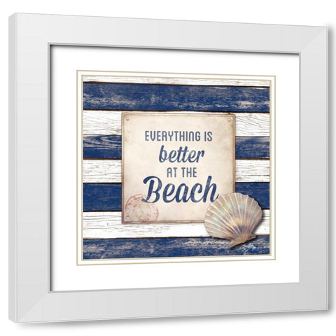 Beach White Modern Wood Framed Art Print with Double Matting by Medley, Elizabeth