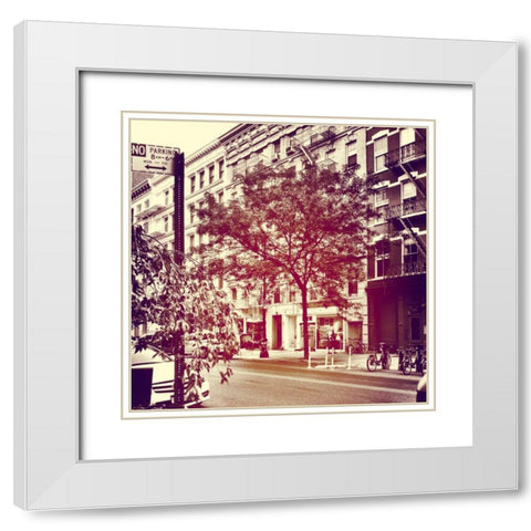 Downtown Border White Modern Wood Framed Art Print with Double Matting by Acosta, Juliana