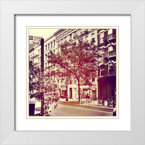 Downtown Border White Modern Wood Framed Art Print with Double Matting by Acosta, Juliana