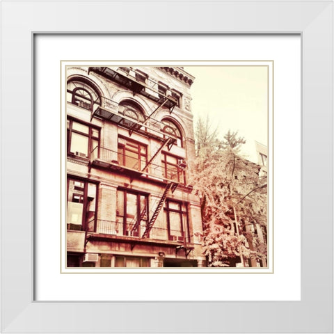 Uptown White Modern Wood Framed Art Print with Double Matting by Acosta