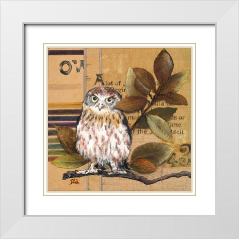 Little Owls I White Modern Wood Framed Art Print with Double Matting by Pinto, Patricia