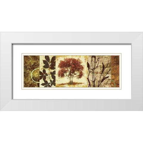 Red Tree Panel I White Modern Wood Framed Art Print with Double Matting by Marcon, Michael