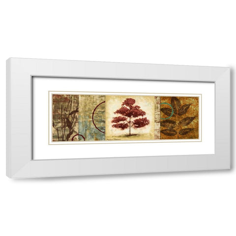 Red Tree Panel II White Modern Wood Framed Art Print with Double Matting by Marcon, Michael