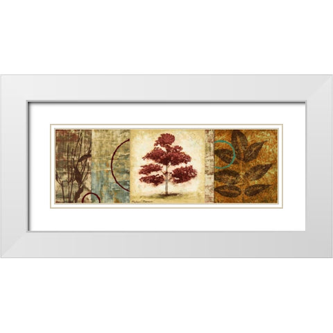 Red Tree Panel II White Modern Wood Framed Art Print with Double Matting by Marcon, Michael