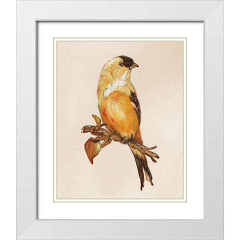 Bird on Perch III White Modern Wood Framed Art Print with Double Matting by Pinto, Patricia