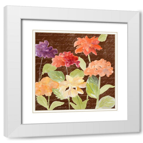 Fragrant Garden on Brown II White Modern Wood Framed Art Print with Double Matting by Loreth, Lanie