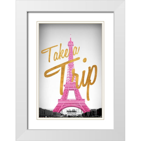 Take A Trip White Modern Wood Framed Art Print with Double Matting by Navas, Emily