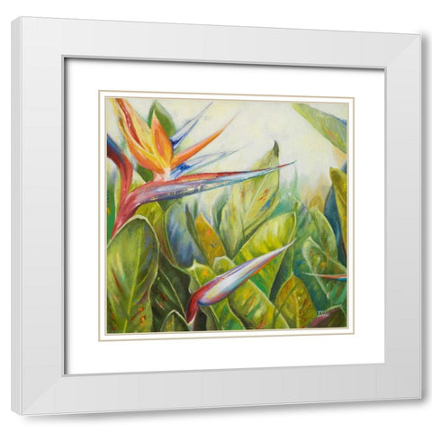 Bird of Paradise II White Modern Wood Framed Art Print with Double Matting by Pinto, Patricia