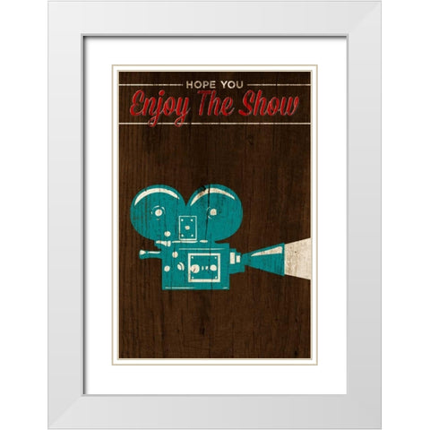 Enjoy the Show-Camera White Modern Wood Framed Art Print with Double Matting by SD Graphics Studio