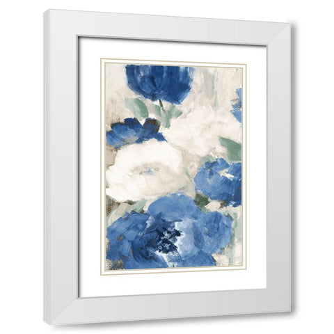 Blue Flower Power I White Modern Wood Framed Art Print with Double Matting by Loreth, Lanie