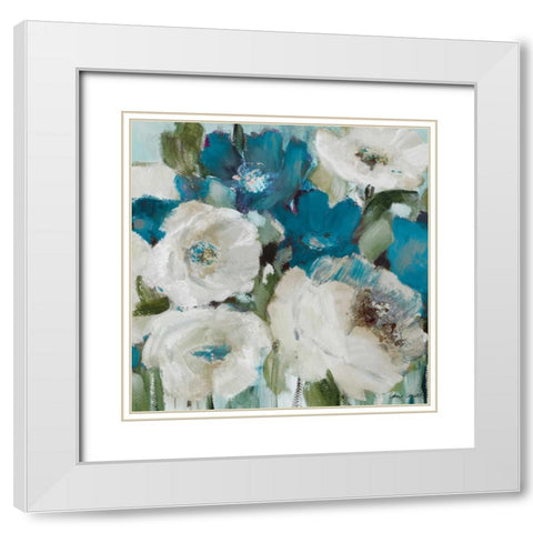 Indigo Power Square II White Modern Wood Framed Art Print with Double Matting by Loreth, Lanie
