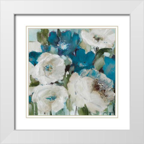 Indigo Power Square II White Modern Wood Framed Art Print with Double Matting by Loreth, Lanie