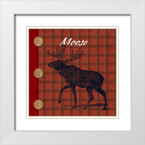 Flannel Moose White Modern Wood Framed Art Print with Double Matting by SD Graphics Studio