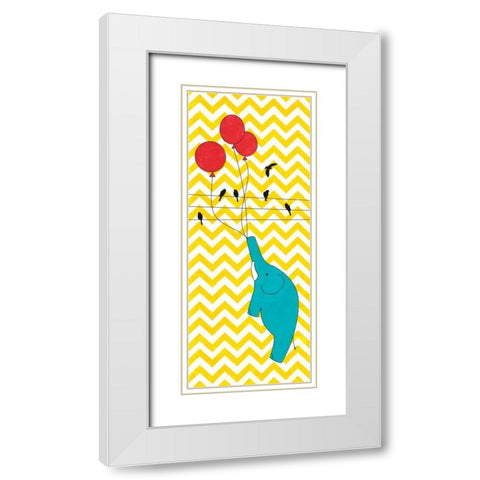Floating Elephant White Modern Wood Framed Art Print with Double Matting by SD Graphics Studio
