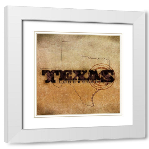 Texas Lone Star White Modern Wood Framed Art Print with Double Matting by SD Graphics Studio
