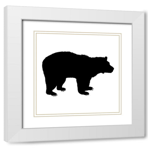 Bear Silhouette White Modern Wood Framed Art Print with Double Matting by SD Graphics Studio