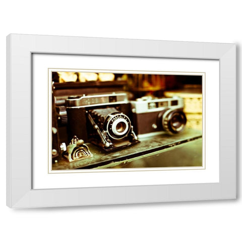 Vintage Cameras White Modern Wood Framed Art Print with Double Matting by Bryant, Susan