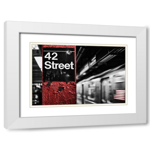 42nd St. White Modern Wood Framed Art Print with Double Matting by Bryant, Susan
