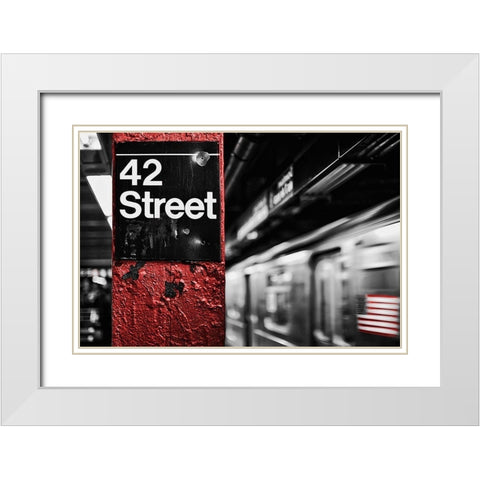 42nd St. White Modern Wood Framed Art Print with Double Matting by Bryant, Susan