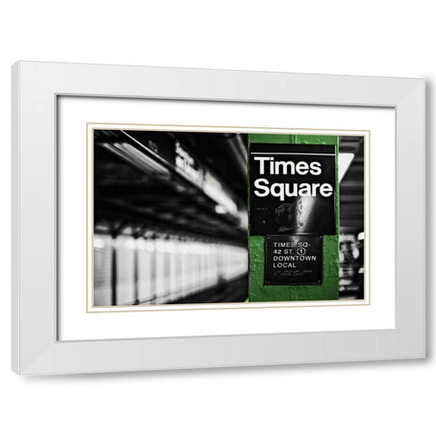 Times Square Subway Green White Modern Wood Framed Art Print with Double Matting by Bryant, Susan