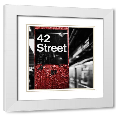 NY Subway Border I White Modern Wood Framed Art Print with Double Matting by Bryant, Susan