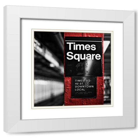 Square Times Square White Modern Wood Framed Art Print with Double Matting by Bryant, Susan