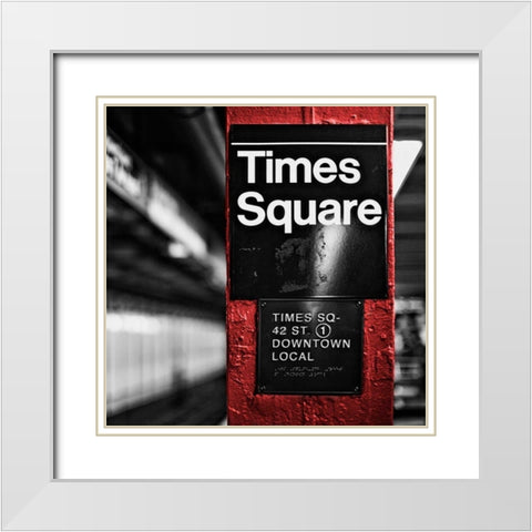 Square Times Square White Modern Wood Framed Art Print with Double Matting by Bryant, Susan