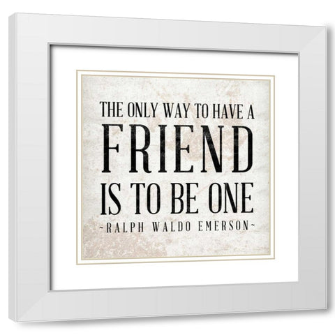 Friend White Modern Wood Framed Art Print with Double Matting by SD Graphics Studio