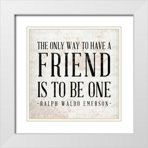 Friend White Modern Wood Framed Art Print with Double Matting by SD Graphics Studio