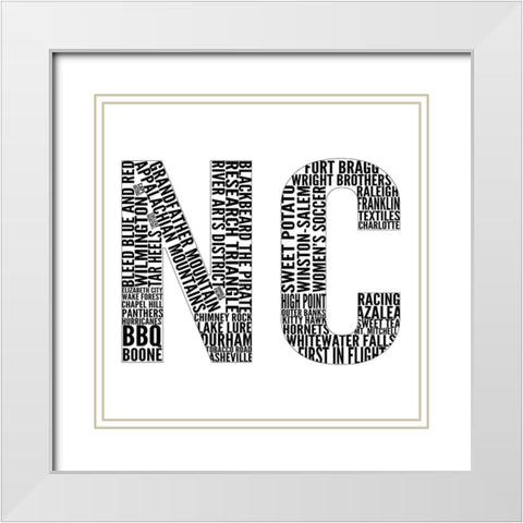 NC Type White Modern Wood Framed Art Print with Double Matting by SD Graphics Studio